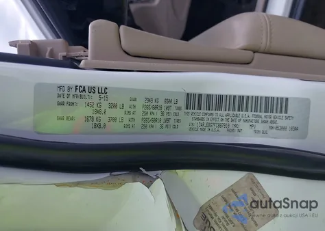 2015 Jeep Grand Cherokee Limited z USA, uszkodzony, nr VIN 1C4RJEBG7FC887910